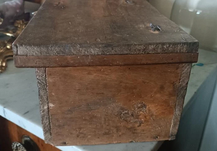 Antique wooden chest, box, or casket from the 17th century