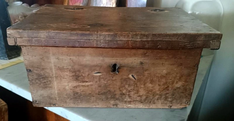 Antique wooden chest, box, or casket from the 17th century