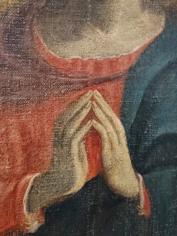 Oil on canvas depicting the Madonna in prayer  17th century