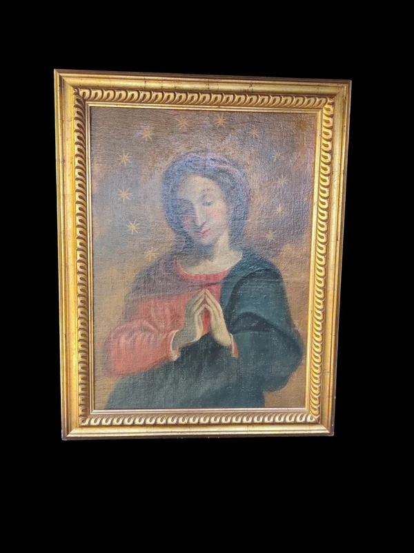 Oil on canvas depicting the Madonna in prayer  17th century