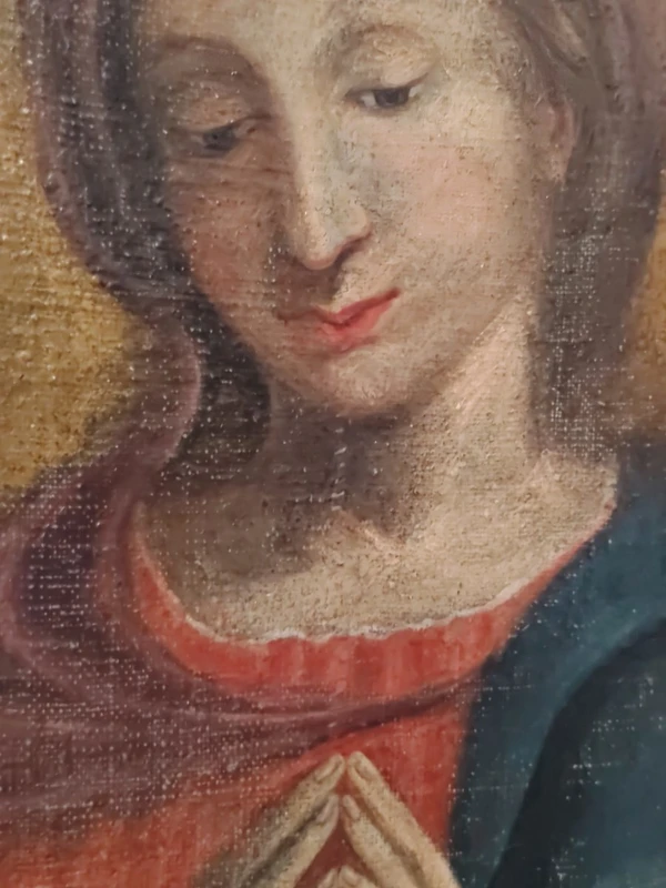 Oil on canvas depicting the Madonna in prayer  17th century