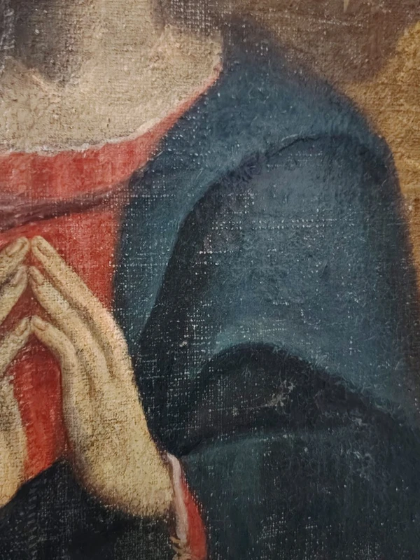 Oil on canvas depicting the Madonna in prayer  17th century