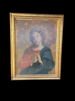 Oil on canvas depicting the Madonna in prayer  17th century