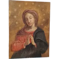 Oil on canvas depicting the Madonna in prayer  17th century