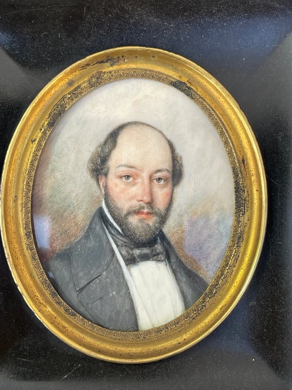 Miniatura incorniciata raffigurante personaggio maschile.Firma e data 1846.
