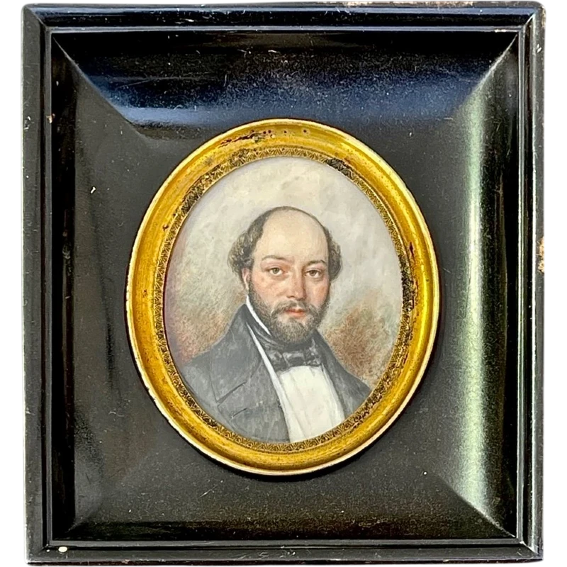 Miniatura incorniciata raffigurante personaggio maschile.Firma e data 1846.