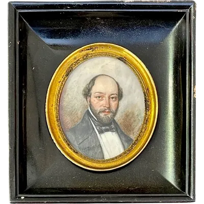 Framed miniature depicting a male figure. Signed and dated 1846.
