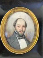 Miniatura incorniciata raffigurante personaggio maschile.Firma e data 1846.