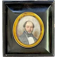 Miniatura incorniciata raffigurante personaggio maschile.Firma e data 1846.