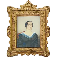 Miniature à l'huile sur carton représentant une figure féminine. (M