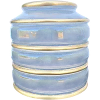 Art Deco-style majolica vase with a subtle iridescent sheen and gold accents. Gio Ponti