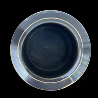 Art Deco-style majolica vase with a subtle iridescent sheen and gold accents. Gio Ponti