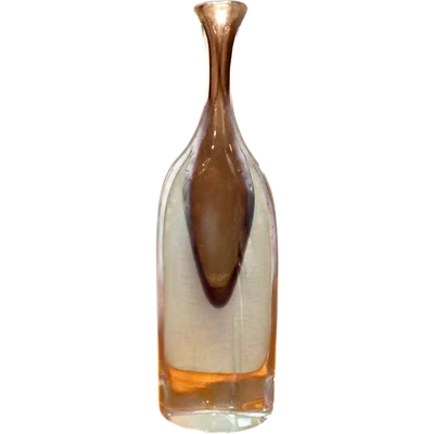 A "Morandian" bottle made of heavy, submerged glass. Flavio Poli, Seguso Art Glass. Murano.