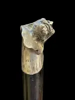 Canne avec un pommeau en argent massif représentant la tête penchée de Méphisto.