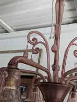Six-light blown glass chandelier in the shape of a flower
