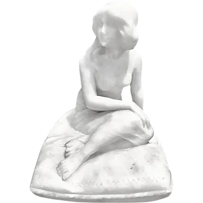 Marble sculpture depicting a nude woman with a veil, signed by Eugenio Battiglia (1858–1941).
