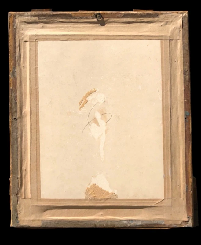 Dipinto tempera su carta con scena di paese .Ludovico Marchetti
