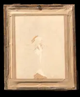 Dipinto tempera su carta con scena di paese .Ludovico Marchetti