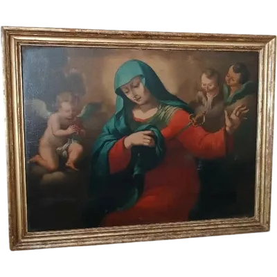 Grande antico dipinto-olio su tela raffigurazione Madonna addolorata -periodo BAROCCO