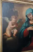 Large antique oil painting on canvas depicting the Sorrowful Madonna – Baroque period