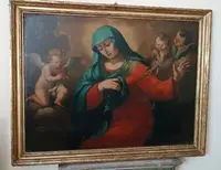 Large antique oil painting on canvas depicting the Sorrowful Madonna – Baroque period