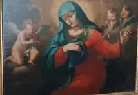 Large antique oil painting on canvas depicting the Sorrowful Madonna – Baroque period