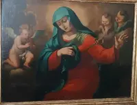 Large antique oil painting on canvas depicting the Sorrowful Madonna – Baroque period