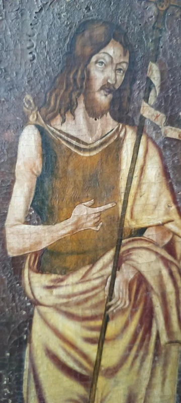 Dipinto su tavola scuola cretese XVIII secolo-San Giovanni Battista