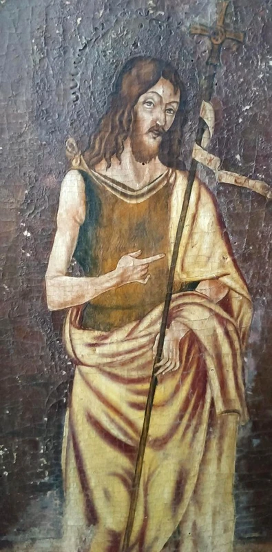 Dipinto su tavola scuola cretese XVIII secolo-San Giovanni Battista