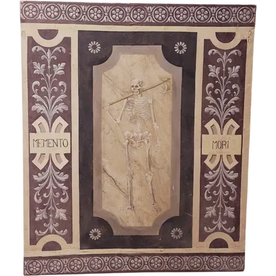 Memento Mori Scheletro grande dipinto a tempera su tela XVIII secolo .Italia
