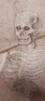 Memento Mori Scheletro grande dipinto a tempera su tela XVIII secolo .Italia