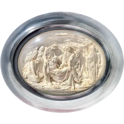 Bas-relief carved from sea foam (magnesite) depicting the Entombment of Christ. France.