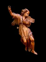 Paire d'anges en pied sculptés dans le bois. Ligurie.