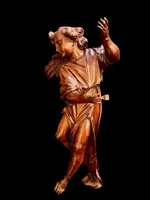 Paire d'anges en pied sculptés dans le bois. Ligurie.
