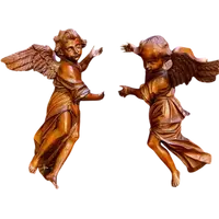 Paire d'anges en pied sculptés dans le bois. Ligurie.