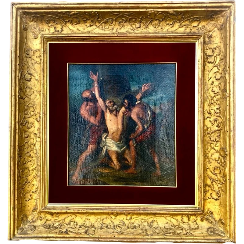 Dipinto olio su tela con raffigurazione di martirio.