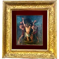 Dipinto olio su tela con raffigurazione di martirio.