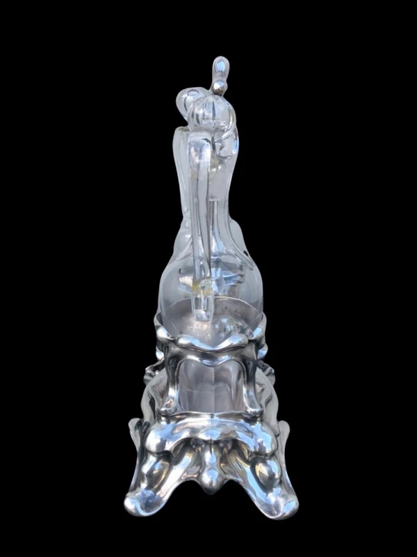 Silver oil cruet with embossed Art Nouveau motifs. Minerva hallmark. France.