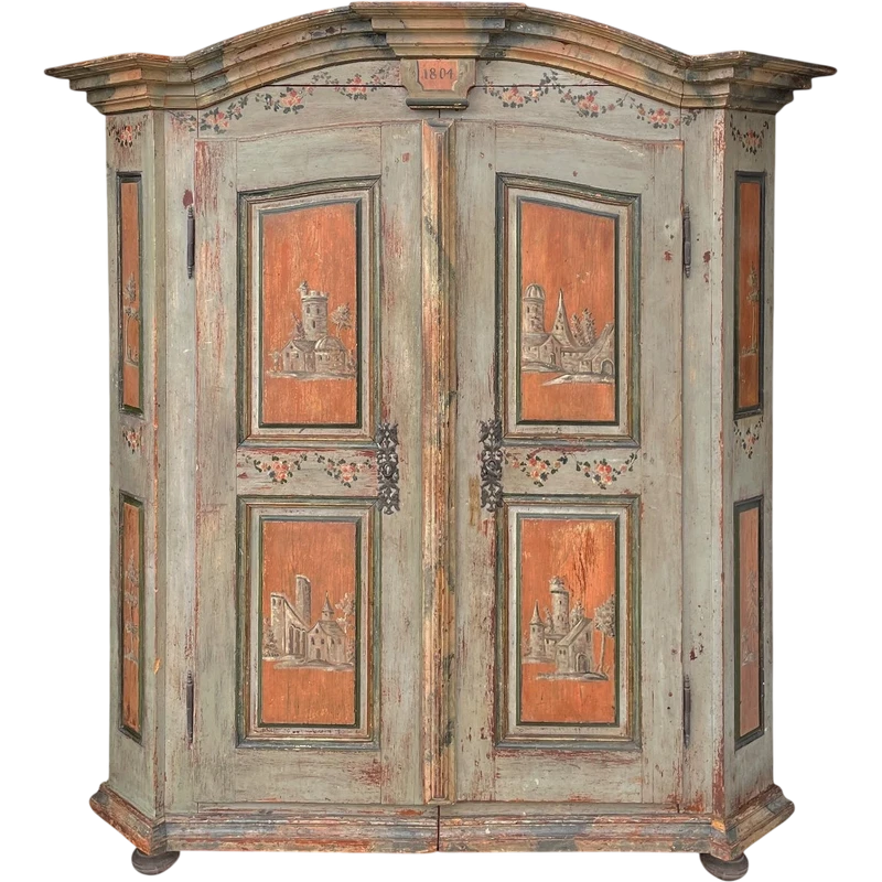 Armoire à deux portes peinte, datée de 1804