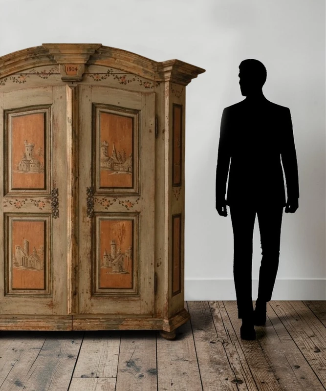 Armoire à deux portes peinte, datée de 1804