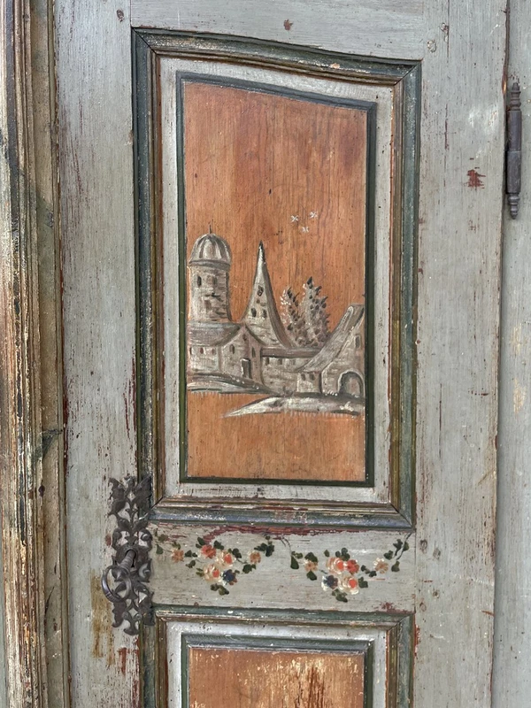 Armoire à deux portes peinte, datée de 1804