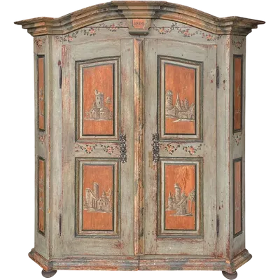 Armadio a due ante dipinto, datato 1804