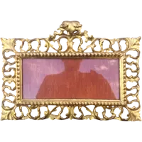 Rectangular box frame made of carved, openwork wood with gold leaf. Florence.