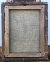 Peinture à l'huile sur toile représentant la Vierge à l'Enfant.