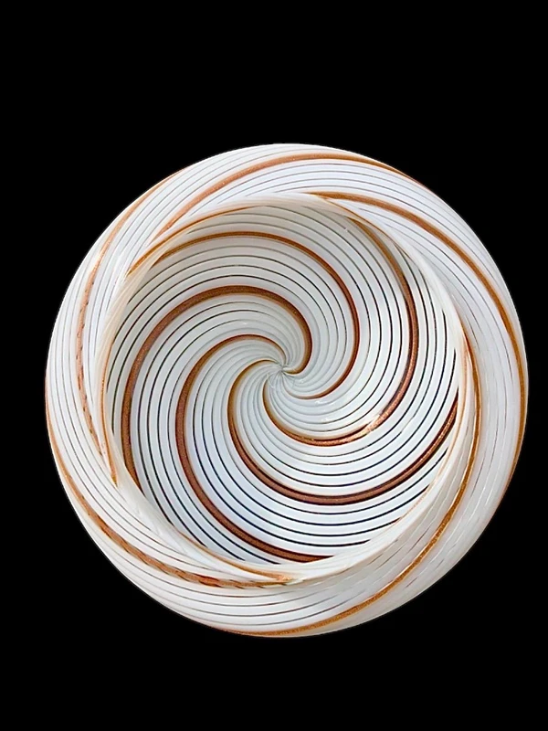 Vase avec couvercle et poignée en forme de fleur, en verre soufflé strié en spirale,