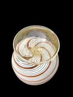 Vase avec couvercle et poignée en forme de fleur, en verre soufflé strié en spirale,