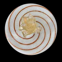 Vase avec couvercle et poignée en forme de fleur, en verre soufflé strié en spirale,