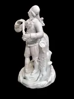 Sculpture représentant une scène galante, en porcelaine blanche. Manufacture Antonibon, Nove di Bassano.