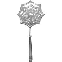 Silver tea strainer with an embossed eight-pointed geometric pattern. Ebony handle. Tiffany