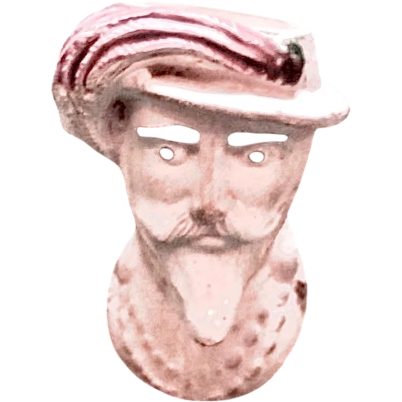 Pipa in terracotta raffigurante testa di soldato bersagliere.Manifattura Dutel Gisclon.Francia.